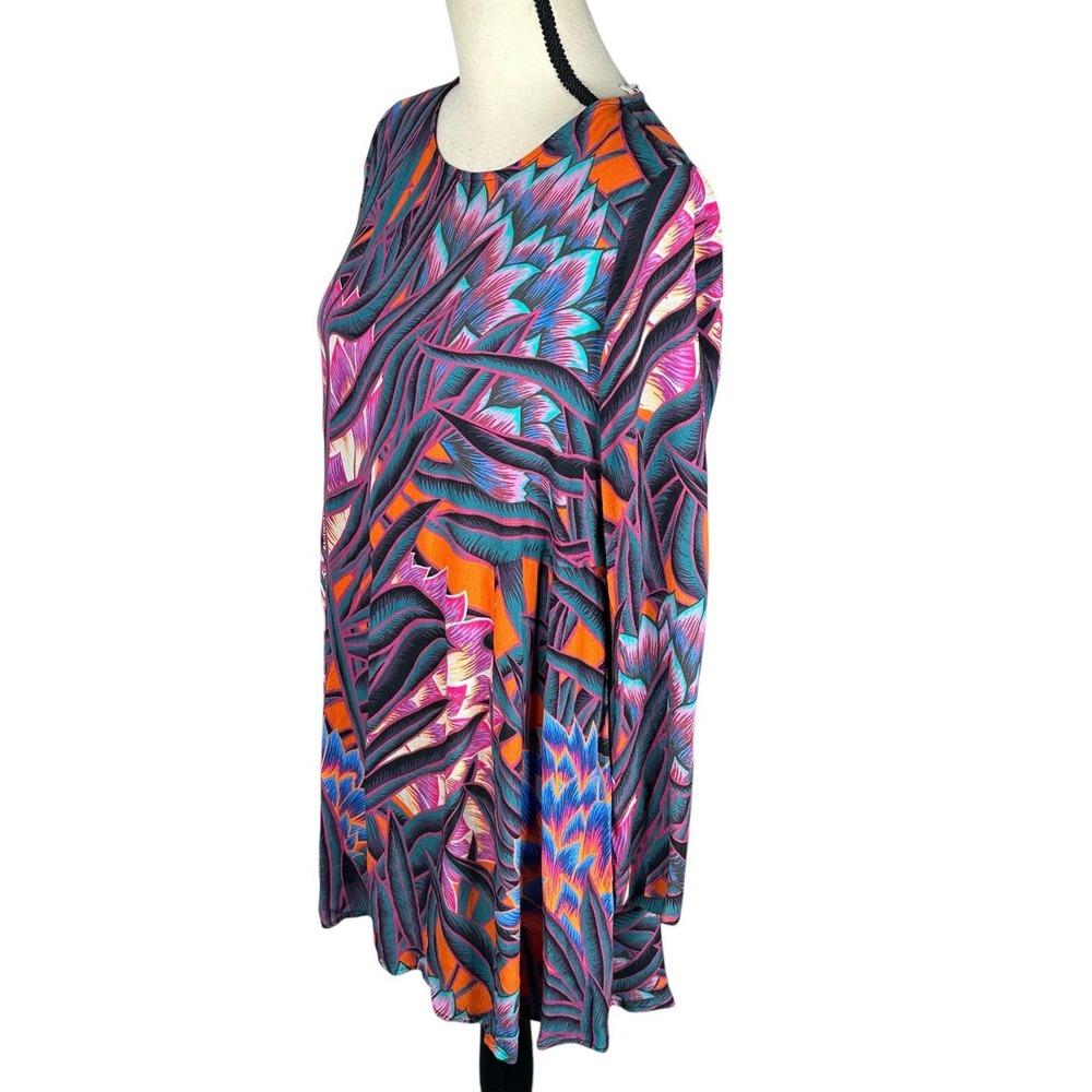 Mara Hoffman Herbarium Swing Dress Persimmon Abstract Print Long Sleeve Sz  S - Picture 5 of 16